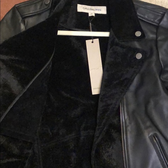 Calvin Klein Jeans velvet leather Moto jacket - Picture 5 of 8